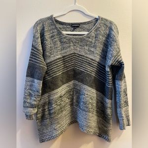 Express Women’s Grey and White Asymmetrical Sweater